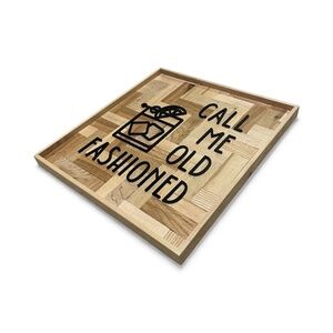 Bar Sign Wood Handmade Home Décor 12”x12” – Old Fashioned